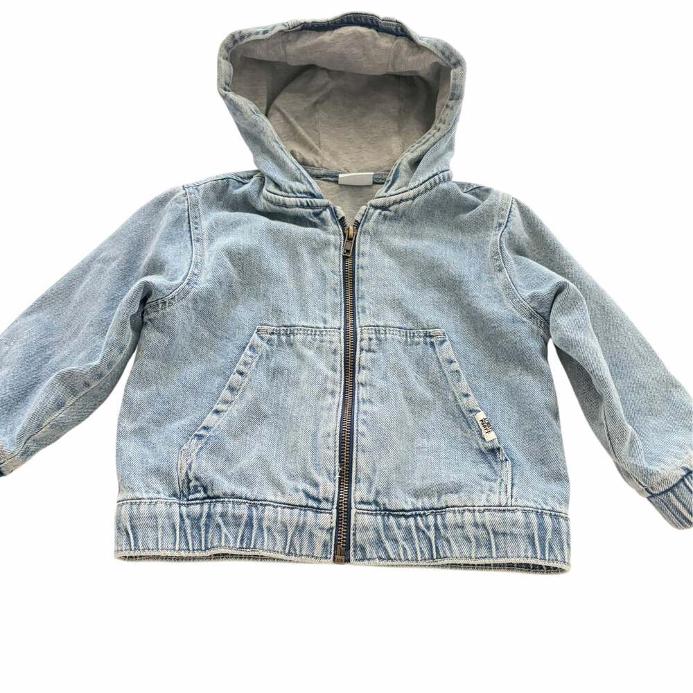 Zara Boys Denim Hoodie Jacket Baby Toddler 18-24M Lightweight Zip Up Spring Fall